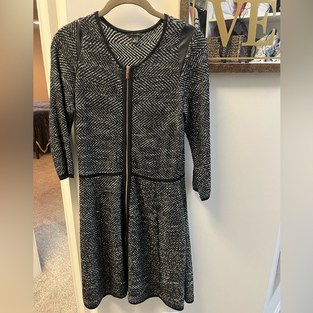 Ann Taylor Sweater Dress, Faux Leather Trim